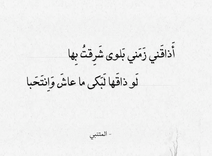 أبيات شعر للمتنبي عن الصبر