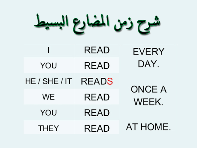 امثلة عن زمن المضارع البسيط