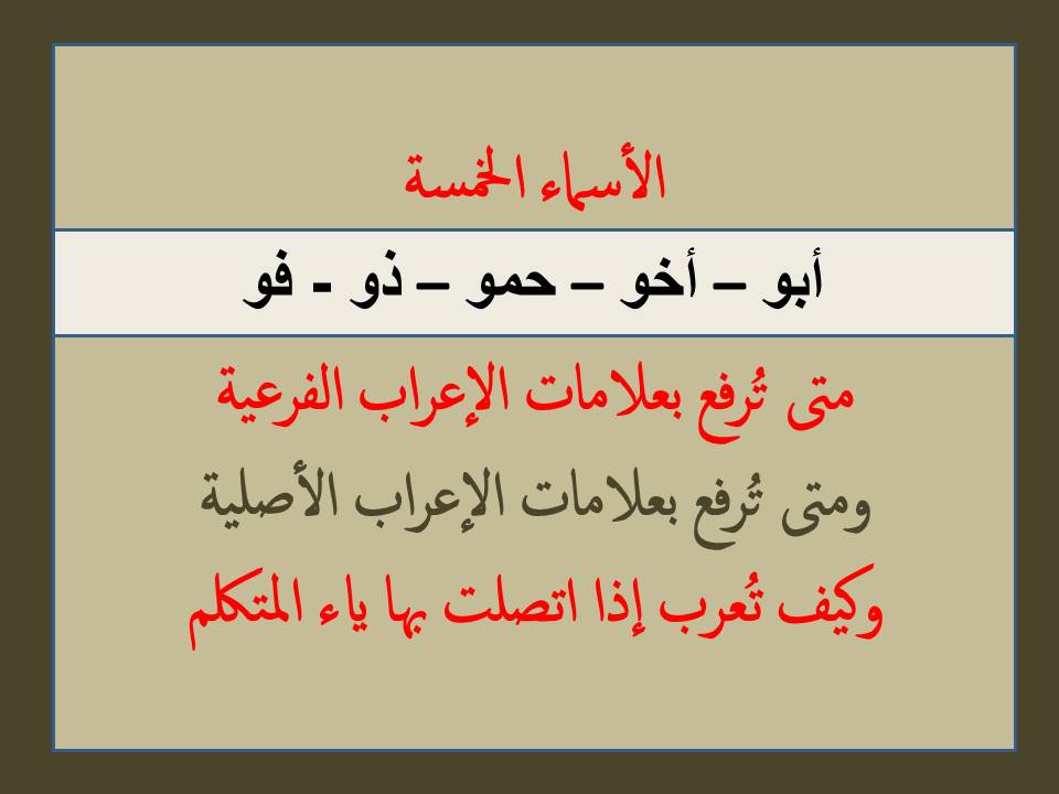 امثلة عن الاسماء الخمسة