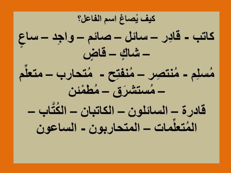 امثلة عن الفاعل