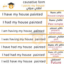 امثله على قاعدة causative form