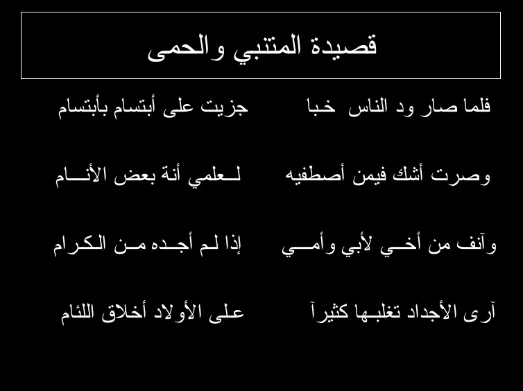 قصيدة وصف الحمى للمتنبي