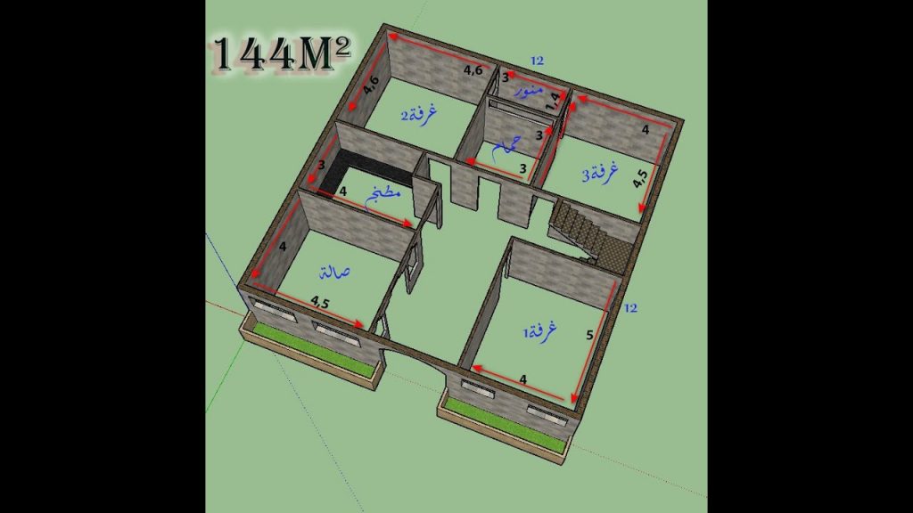 تصميم منزل 144 متر مربع1