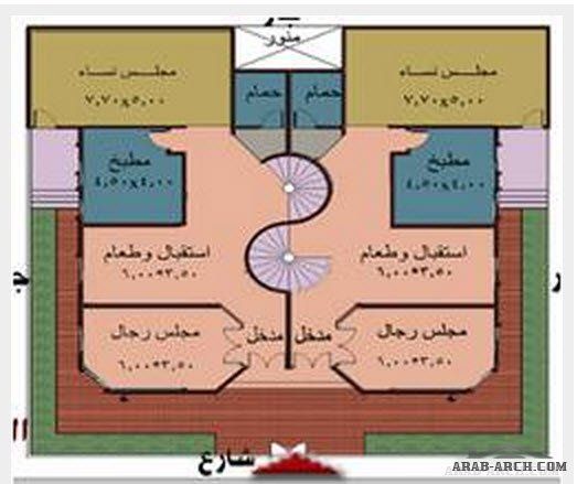 مخطط فلل دورين مساحة 400 3