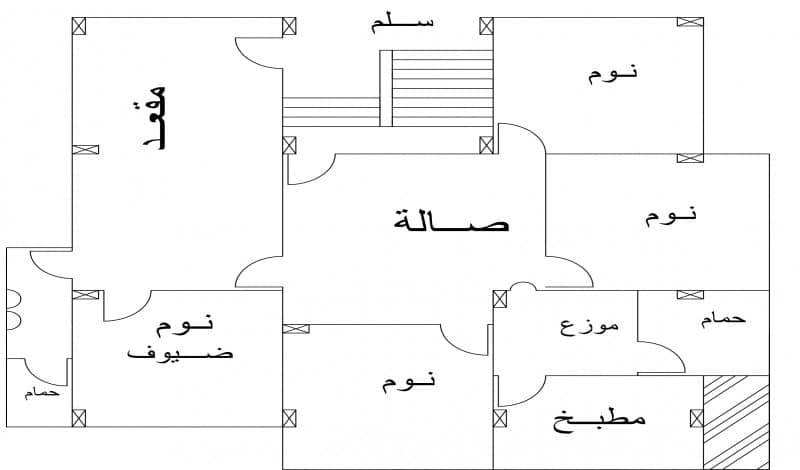 تصميم منزل 140 متر واجهة واحدة1