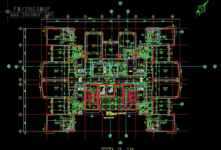 بلانات شقق سكنية dwg2