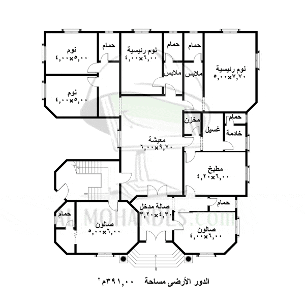 مخطط دور ارضي 15*15 2