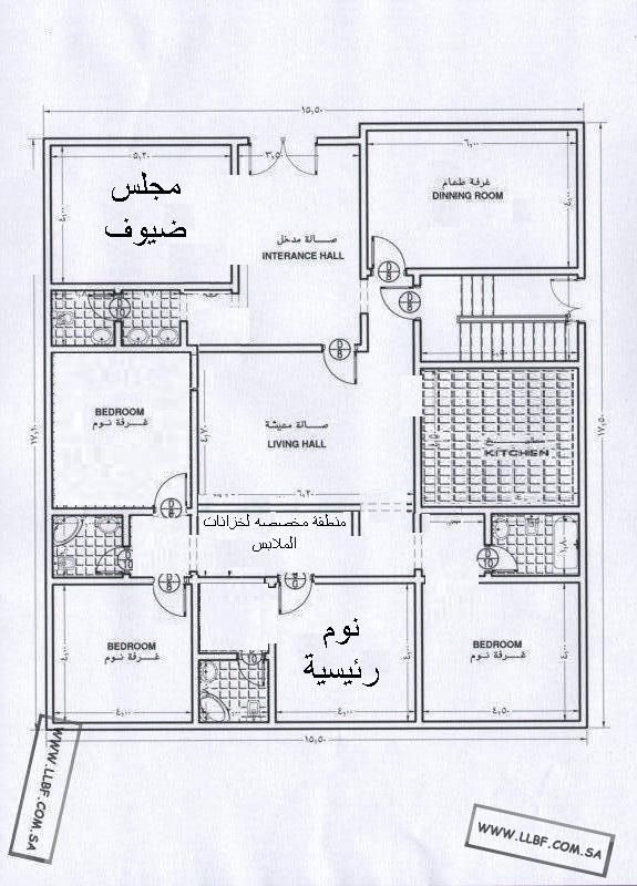 مخطط دور ارضي 15*15 3