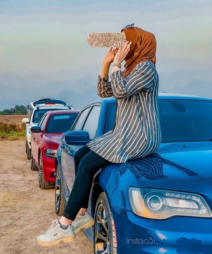رمزيـات بنات محجبات مع سيارات 3