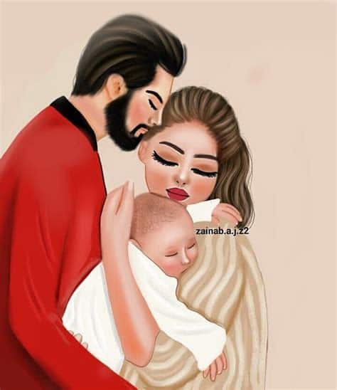 رمزيـات ام واب وطفلهما كرتون 2
