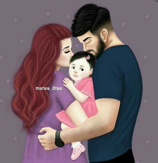 رمزيـات ام واب وطفلهما كرتون 4