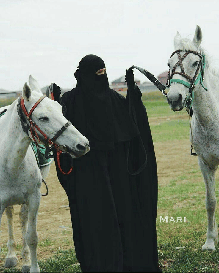 خلفيات خيول مع بنات محجبات 1