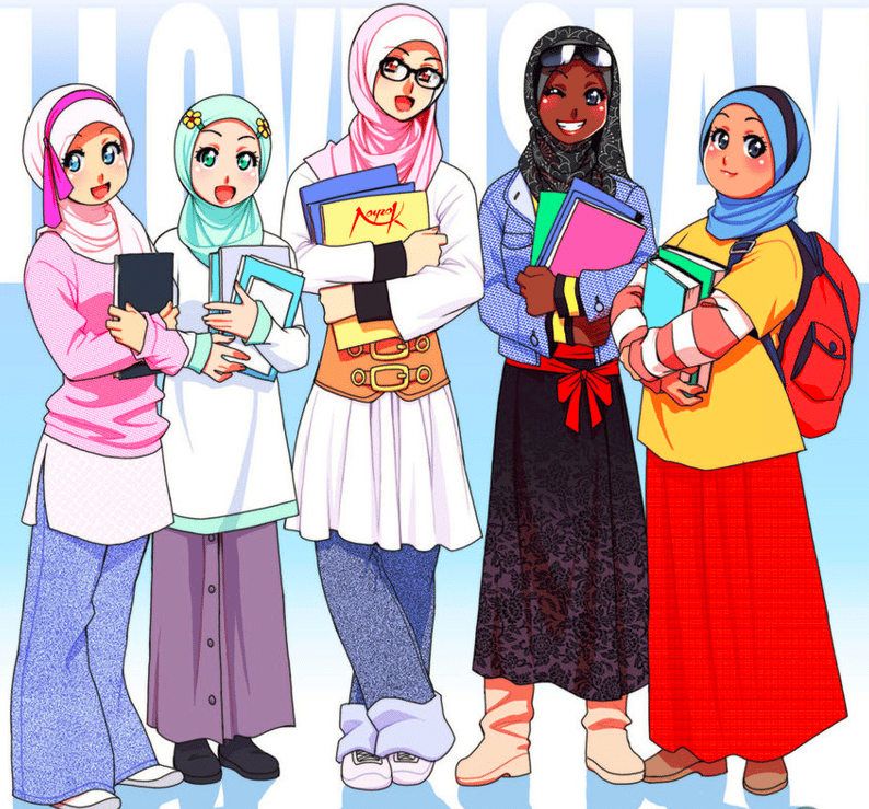 صديقات محجبات انمي 4