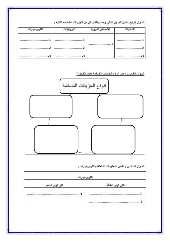 حل ورقه عمل للصف السادس 4