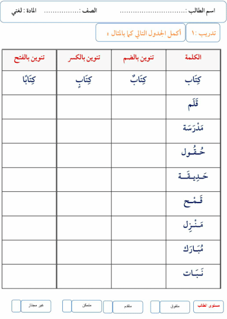 ورقة عمل عن التنوين 4