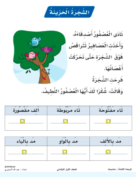 ورقــة عمل الشجرة الحزينة 2