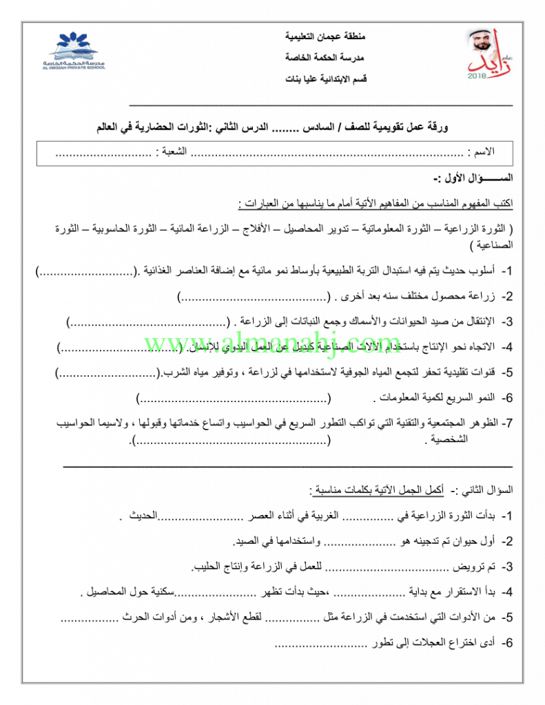 ورقة عمل الثورات الحضارية في العالم