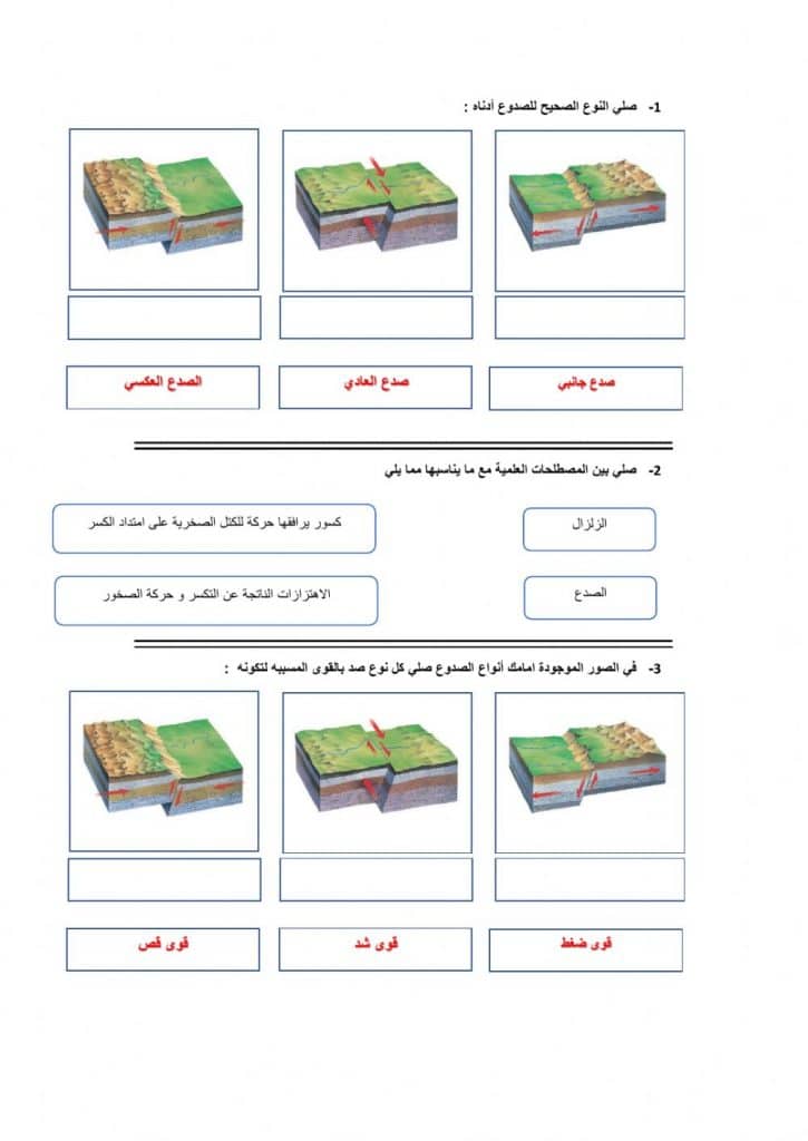 ورقـة عمل الزلازل ثالث متوسط  2