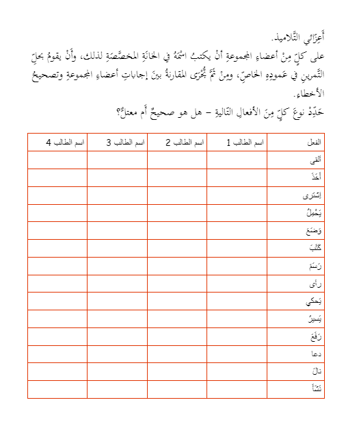 تمارين الفعل الصحيح والمعتل للصف الخامس 2