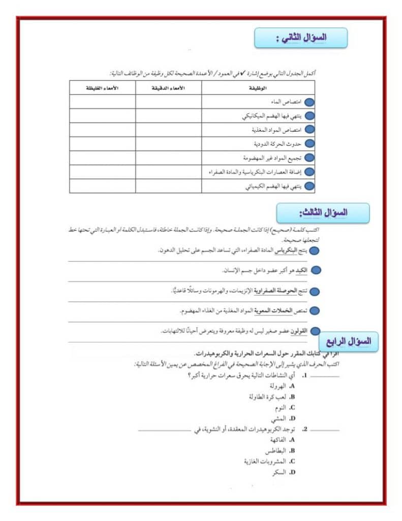 ورقــة عمل الغدد الصماء  6