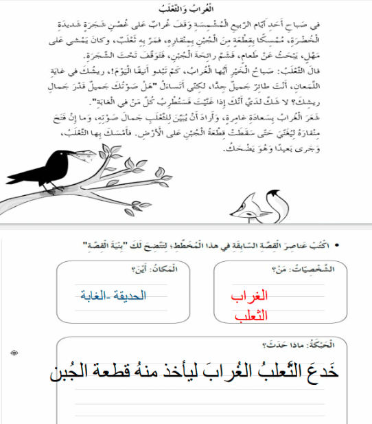 ورقـة عمل الغراب والثعلب 3