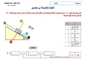 ورقة عمل القوى في بعدين