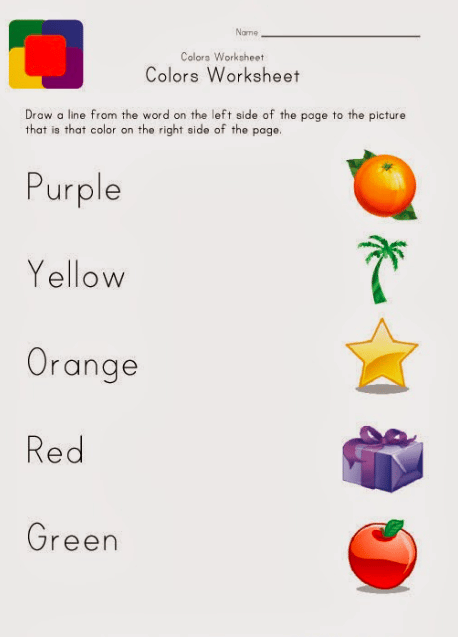 ورقة عمل الألوان بالانجليزي 2