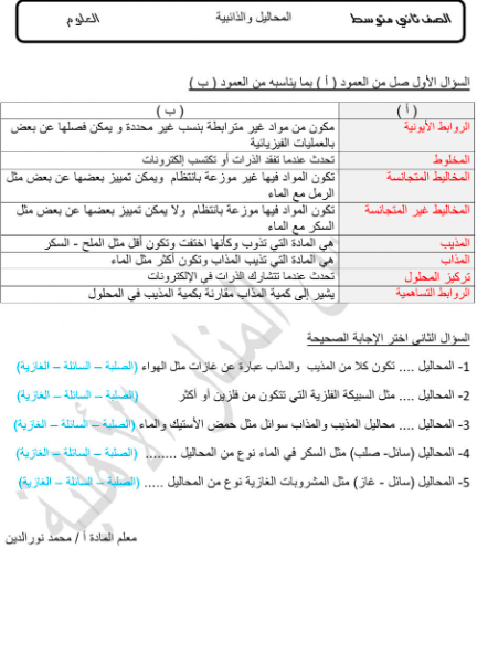 ورقــة عمل المحاليل والذائبية 4