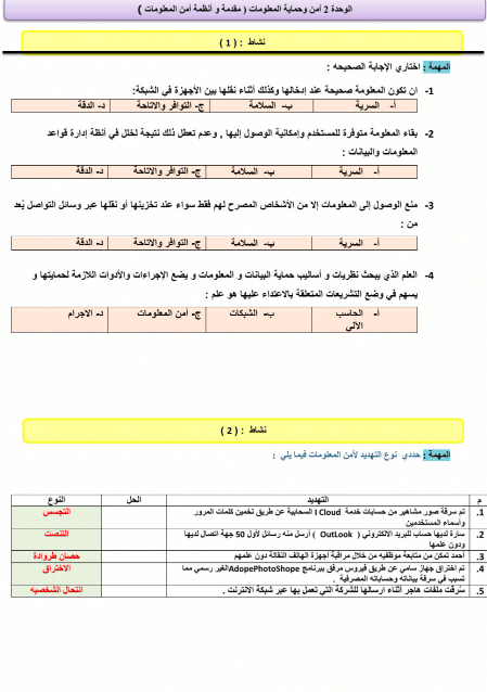 ورقة عمل تفاعلية حلول 6