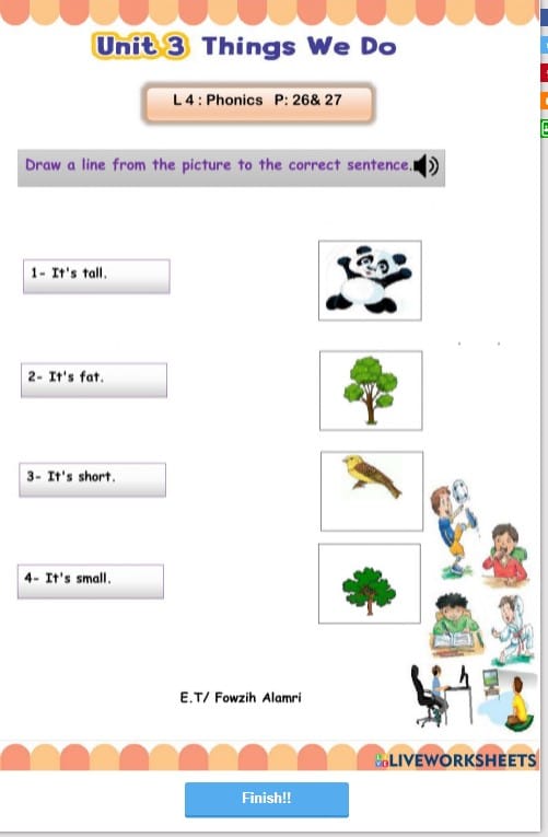 ورقة عمل انجليزي ثالث ابتدائي 3