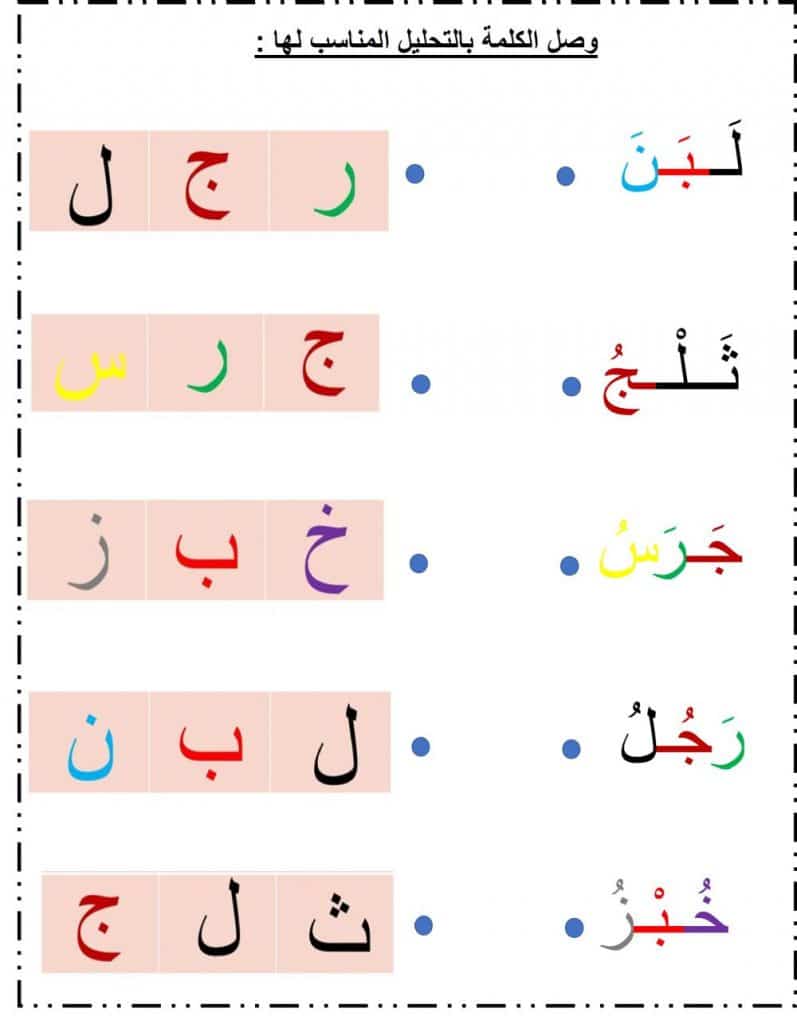 ورقة عمــل تحليل الكلمات صف أول 5