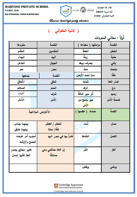 ورقة عمل درس لامية الطغرائي