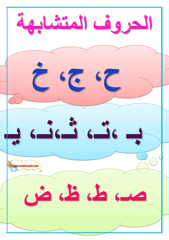 أوراق عمل التمييز بين الحروف المتشابهة 1