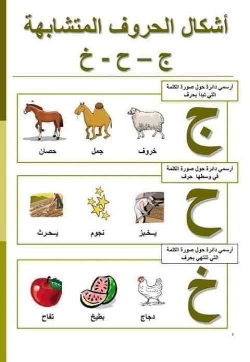 أوراق عمــل التمييز بين الحروف المتشابهة 4