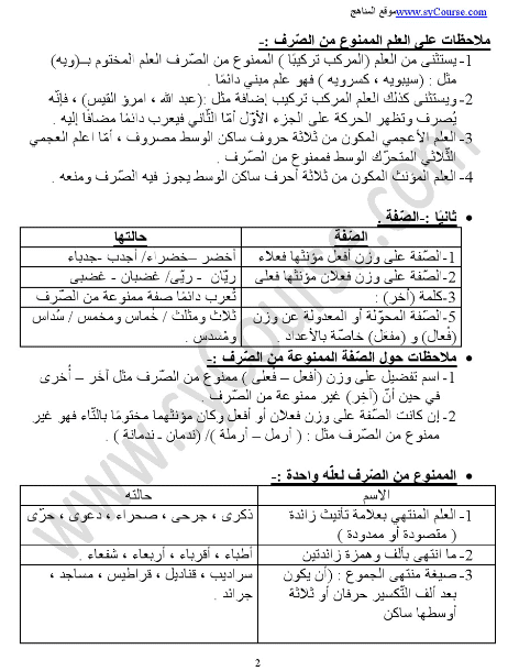 ورقـة عمل الممنوع من الصرف 5