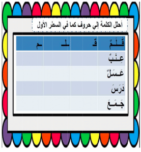 ورقة عمل تحليل الكلمات