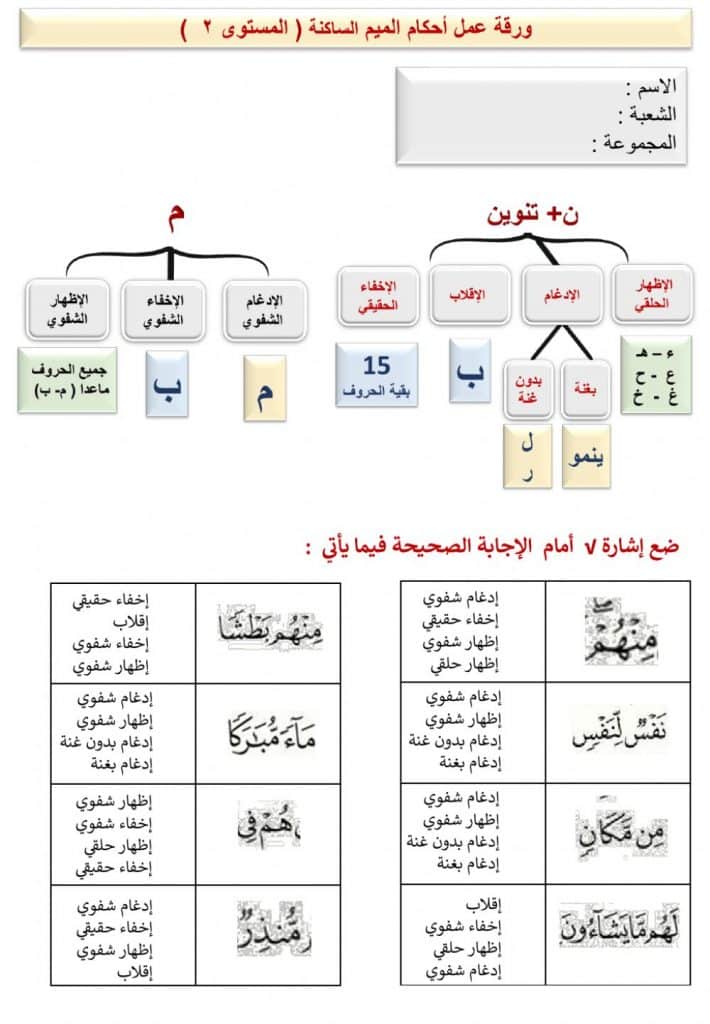 ورقة عمـــل النون والميم المشددتين  4