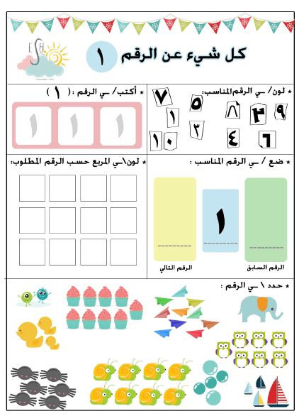 تدريبات على الرقم واحد