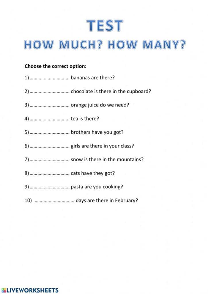 اختبار how much / how many