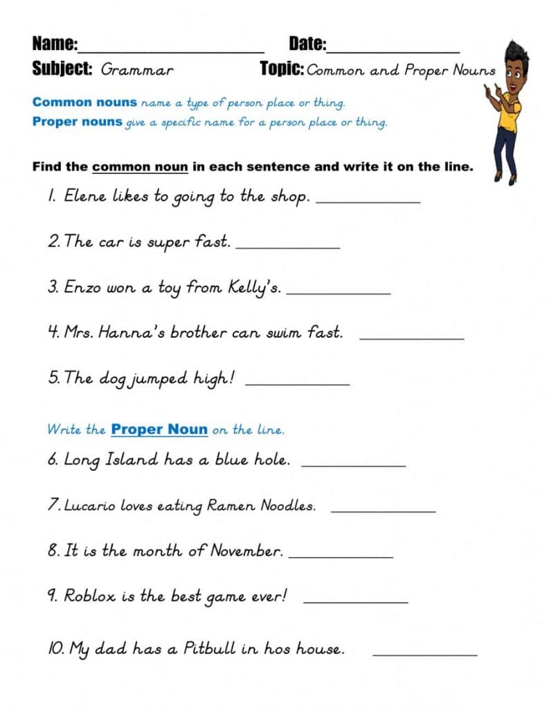 تمارين على Common و Proper Nouns