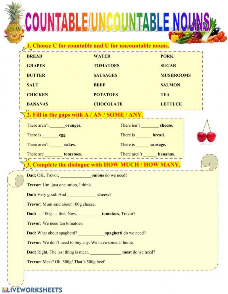 تمارين على countable and uncountable