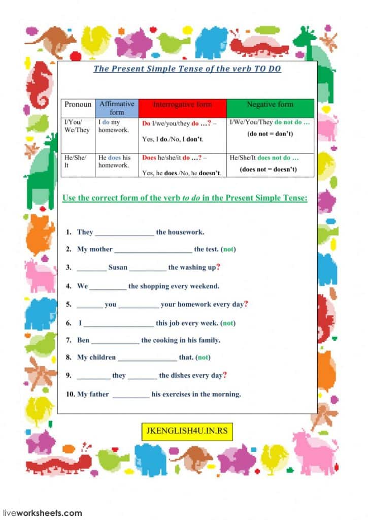 تدريبات على verb to do 2