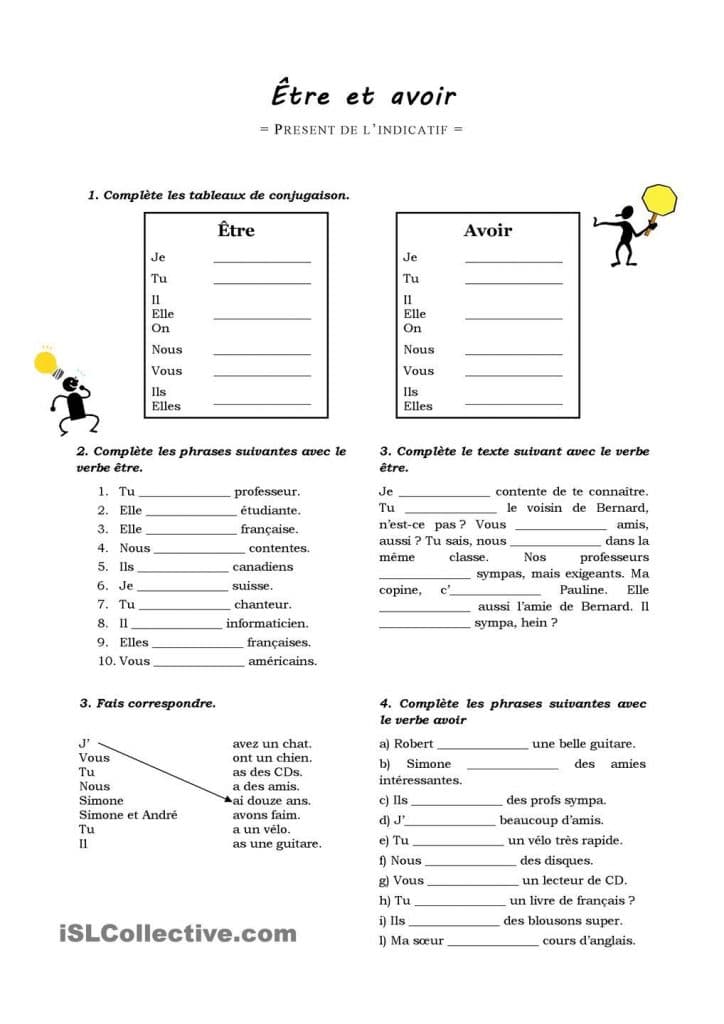 تمارين être et avoir 2