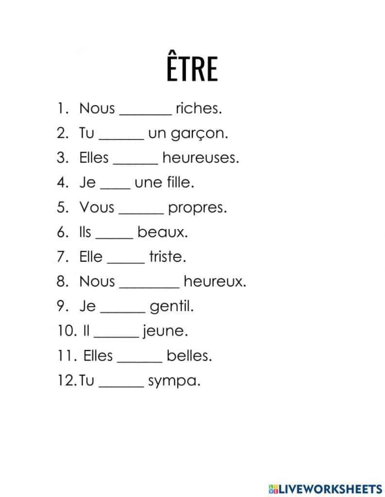 تدريبات علي verb etre 2