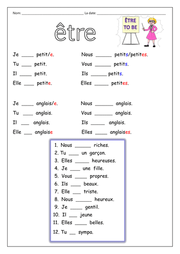 تدريبات علي verb etre 1
