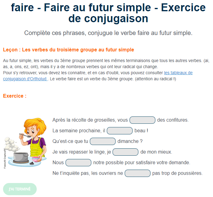 تدريبات على فعل faire 2