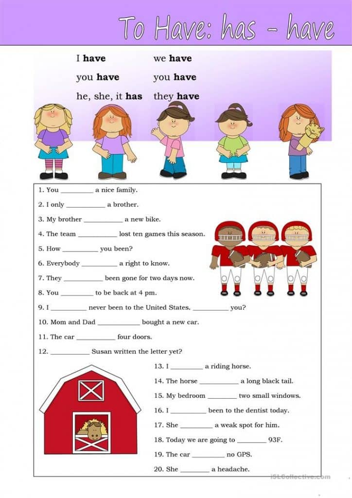 تدريبات على verb to have للاطفال 2