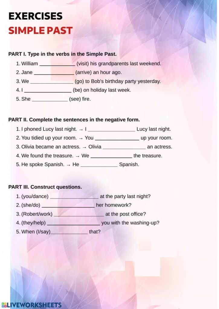 تدريبات على simple past