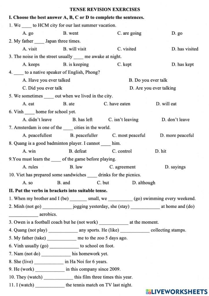 تدريبات على tenses  2