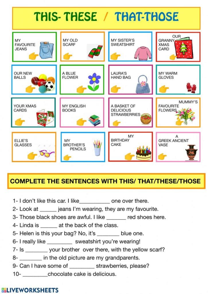 this, that, these, those worksheet